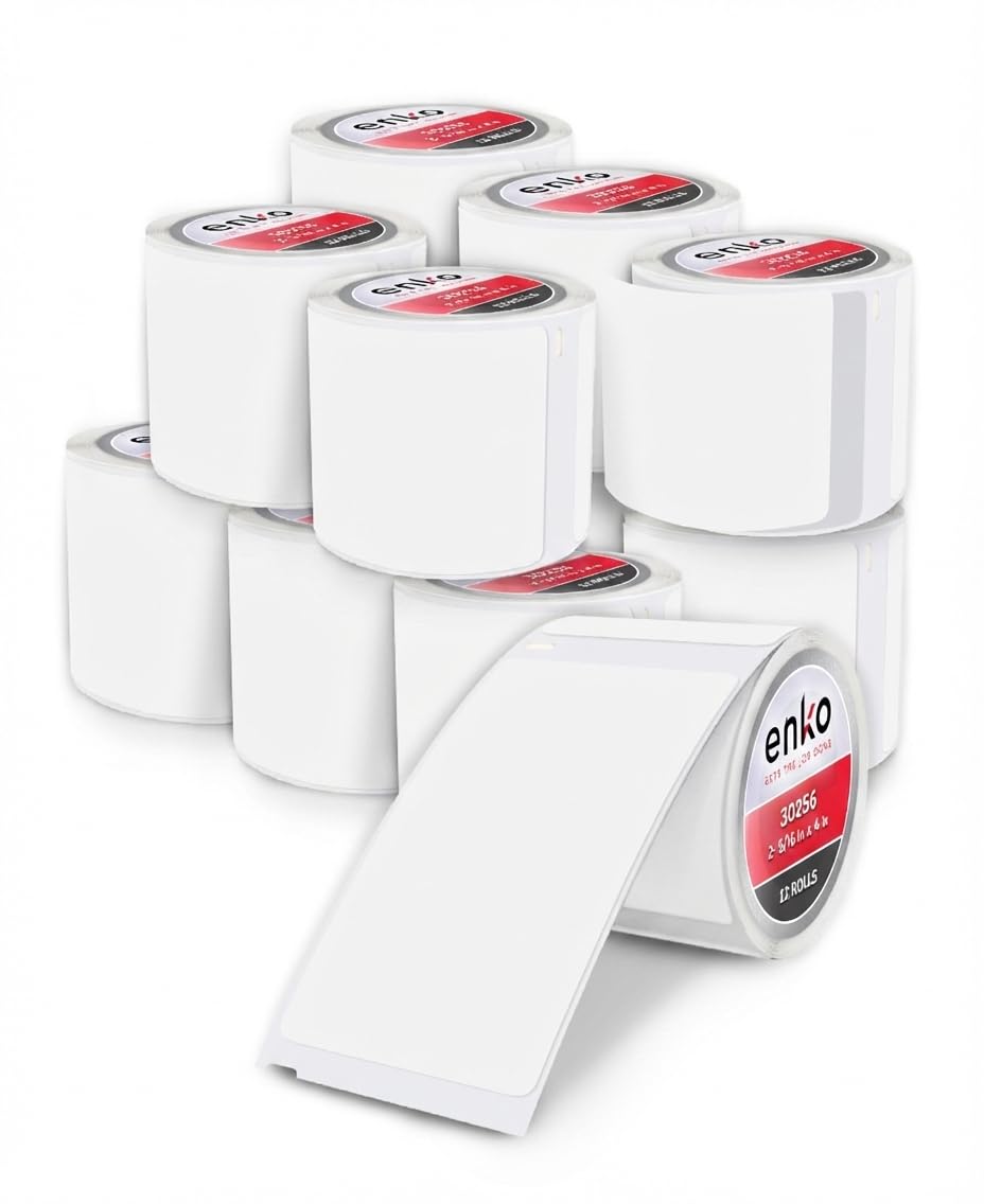enKo (12 Rolls, 3,600 Labels) Address, Shipping & Barcode Labels 30256 (2-5/16 x 4") Compatible for Dymo LabelWriter
