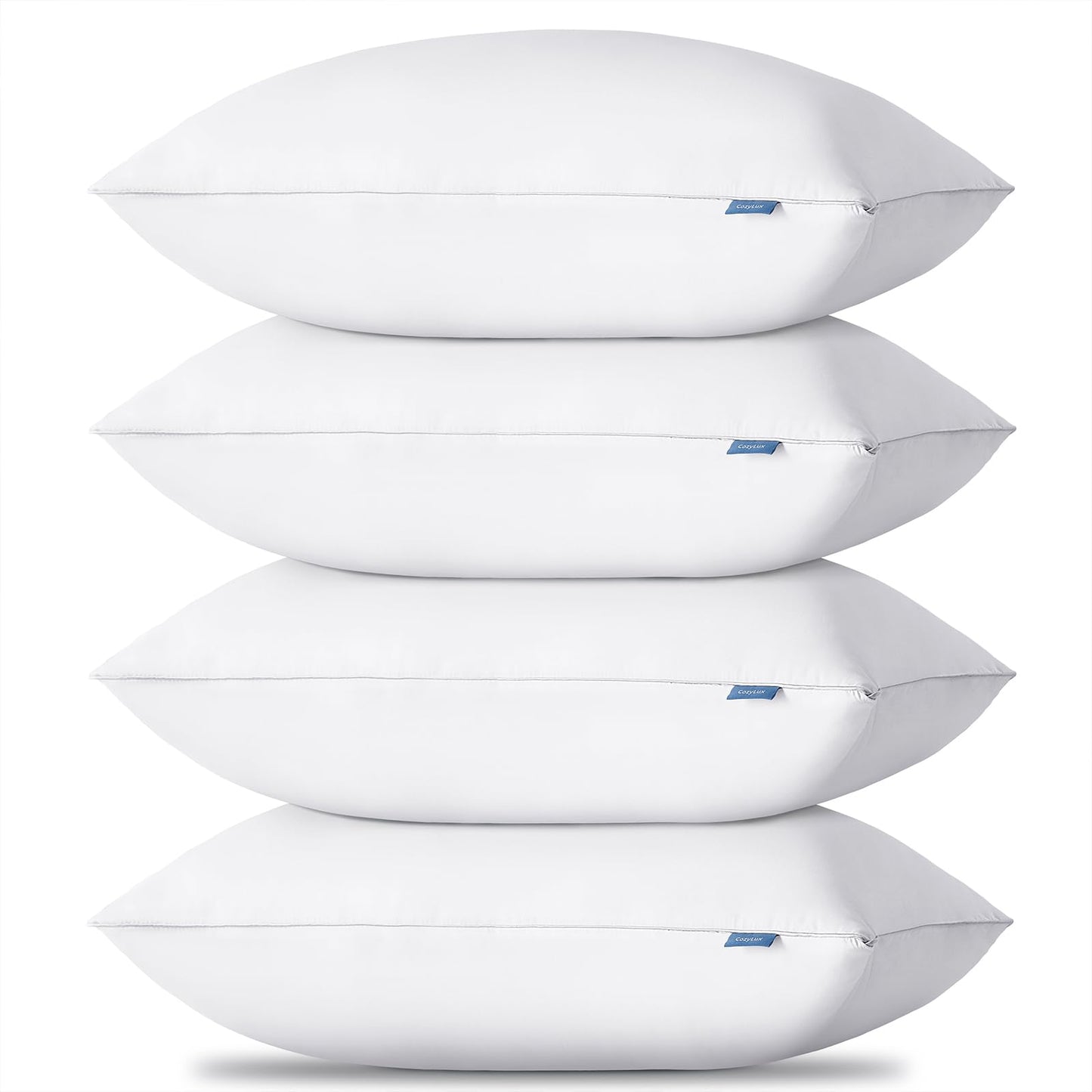 CozyLux Soft Supportive Bed Pillows for Side and Back Sleepers, Oeko-Tex Certified Down Alternative Filling, Hotel Quality Fluffy Sleeping Pillow, White, King - 19" x 34", 4 Pack