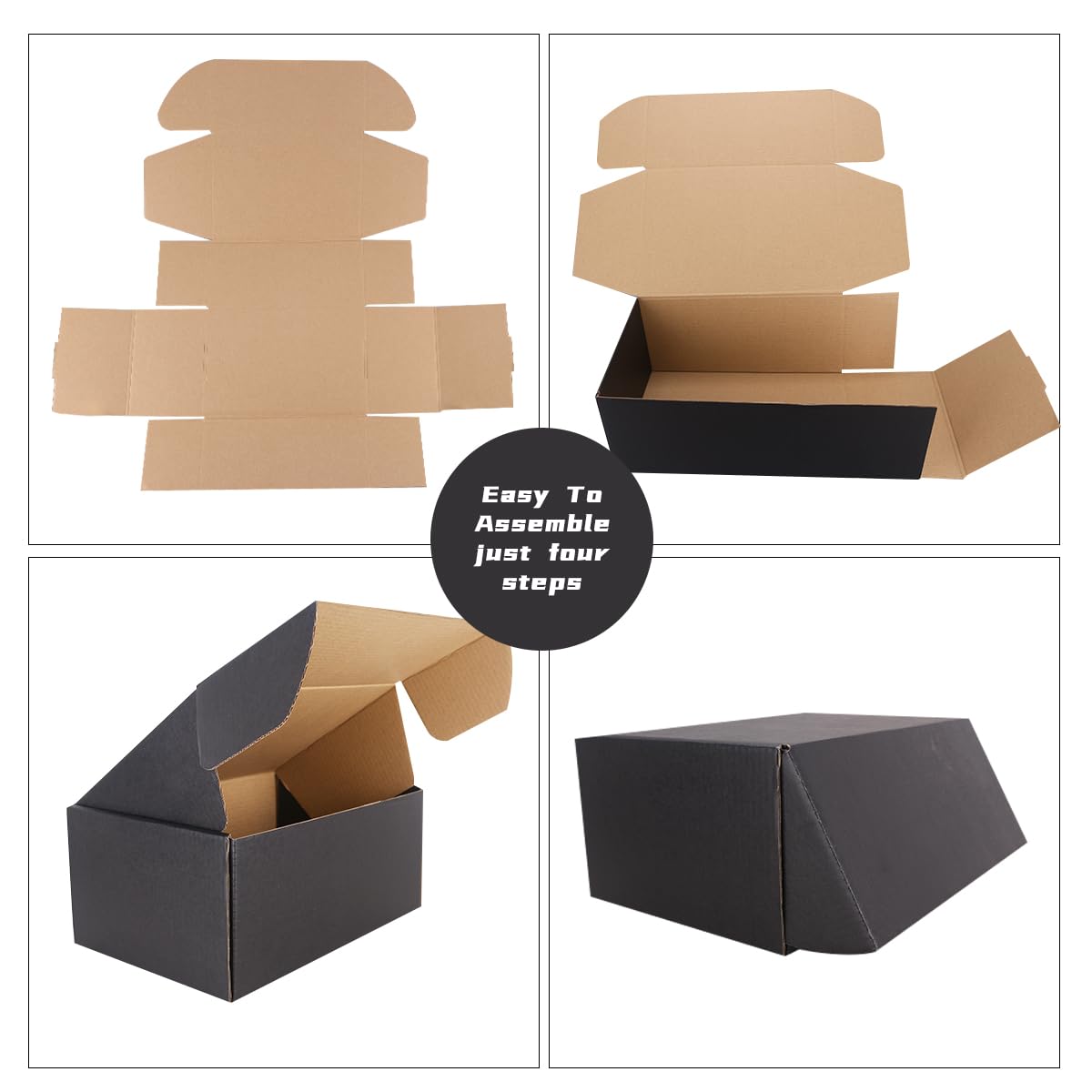 JIUZHOUXIN Shipping Boxes,12"x9"x4" Black Corrugated Cardboard Boxes, Which is Anti-Impact Come with Exquisite Sealing Label.Suitable E-Commerce Packaging, Shipping Packaging. (12"x9"x4" 20pcs-Black)