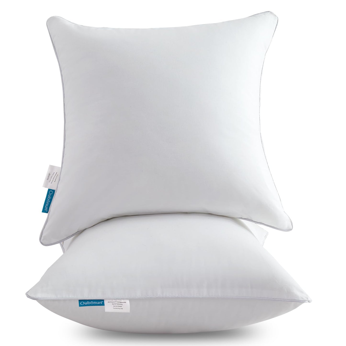 Oubonun 22 x 22 Throw Pillow Inserts (Set of 2) with 100% Cotton Cover - 22 Inch Square Interior Sofa Decorative Pillow Insert Pair - White Couch Pillow