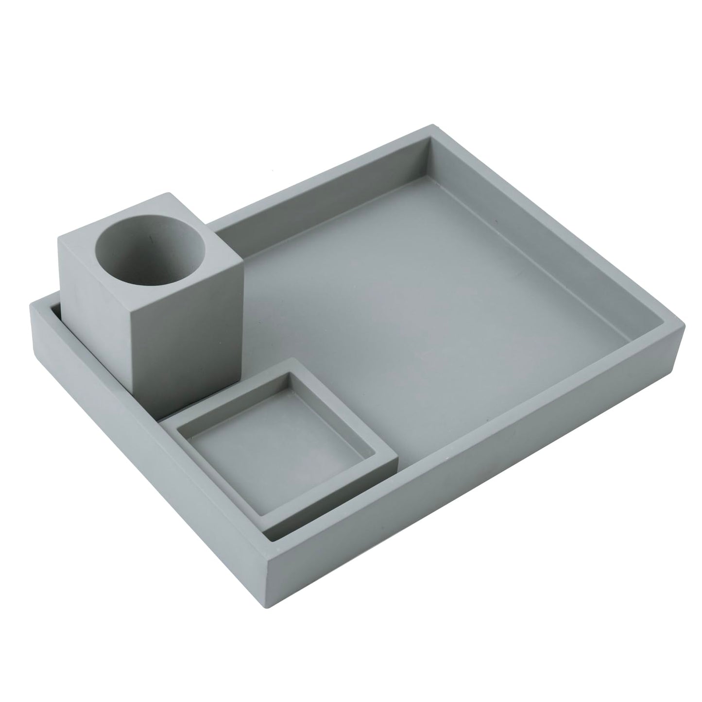 MyGift 3 pcs Set Modern Gray Concrete Desk Organizer Trays, Desktop Office Paper Tray, Stationery Holder Pencil Cup, Sticky Note Pad Holder