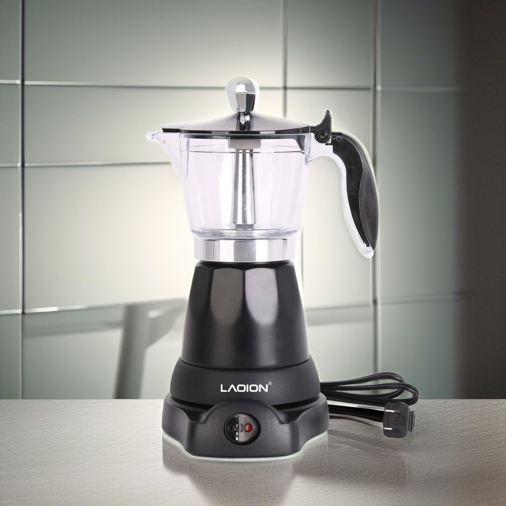 LAOION Cuban Coffee Maker, 6 or 3cup Electric Espresso Coffee Maker, Portable Cafeteras Electricas Modernas, Electric Moka Pot with Detachable Base & Overheat Protection, Coffee Gift for Home Travel