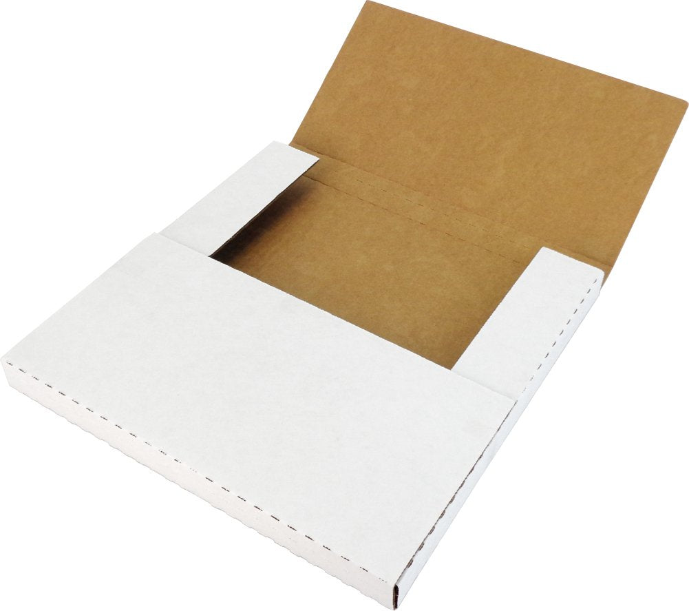 (10) White Vinyl Record LP Shipping Mailer Boxes - Holds 1 to 3 12" Records - Adjustable Height - STRONG 32 ECT Cardboard #12BC01VDWH