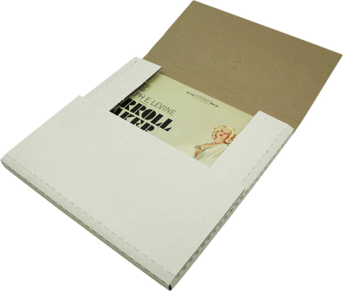 (25) White Vinyl Record LP Shipping Mailer Boxes - Holds 1 to 3 12" Records - Adjustable Height - STRONG 32 ECT Cardboard #12BC01VDWH
