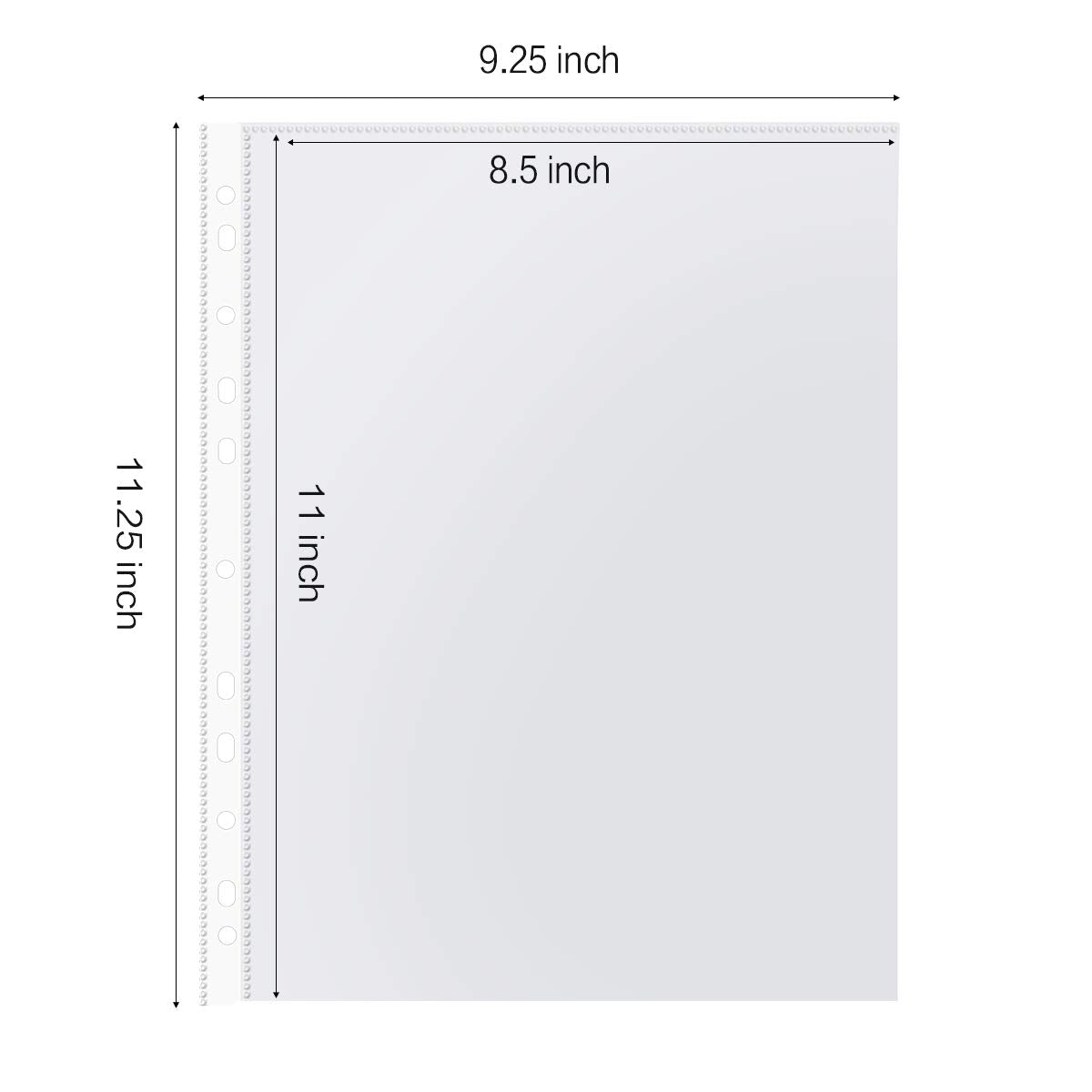 Sheet Protectors, HERKKA 900 Pack Heavy Duty Clear Plastic Page Protectors Sheet Reinforced 11-Hole Fit for 3 Ring Binder Fits Standard 8.5 x 11 Paper, 9.25 x 11.25 Top Loaded, Acid Free