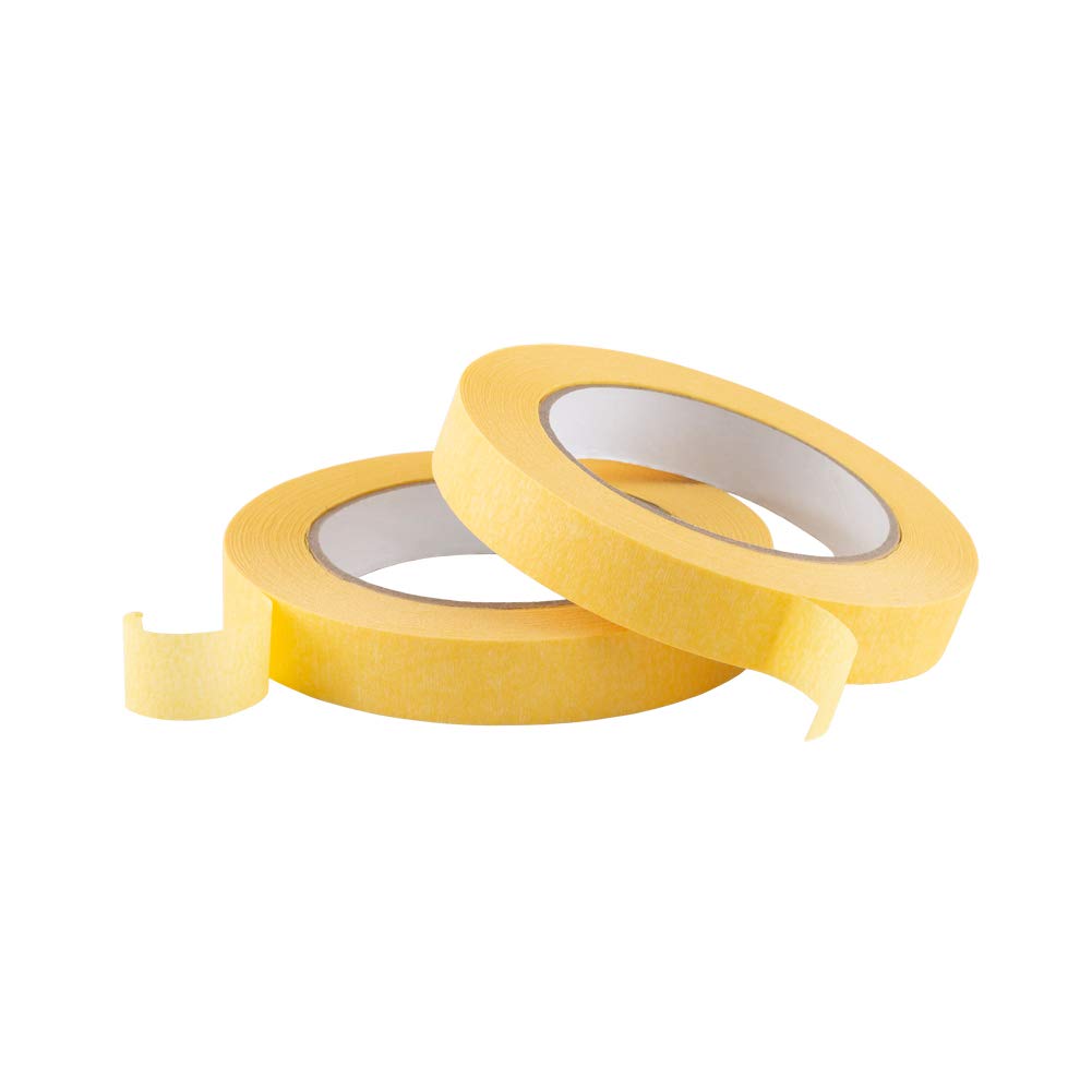 Lichamp 20-Pack Automotive Refinish Masking Tape Yellow 18mm x 55m, Cars Vehicles Auto Body Paint Tape, Automotive Painters Tapes Bulk Set 0.7-inch x 180-foot x 20 Rolls