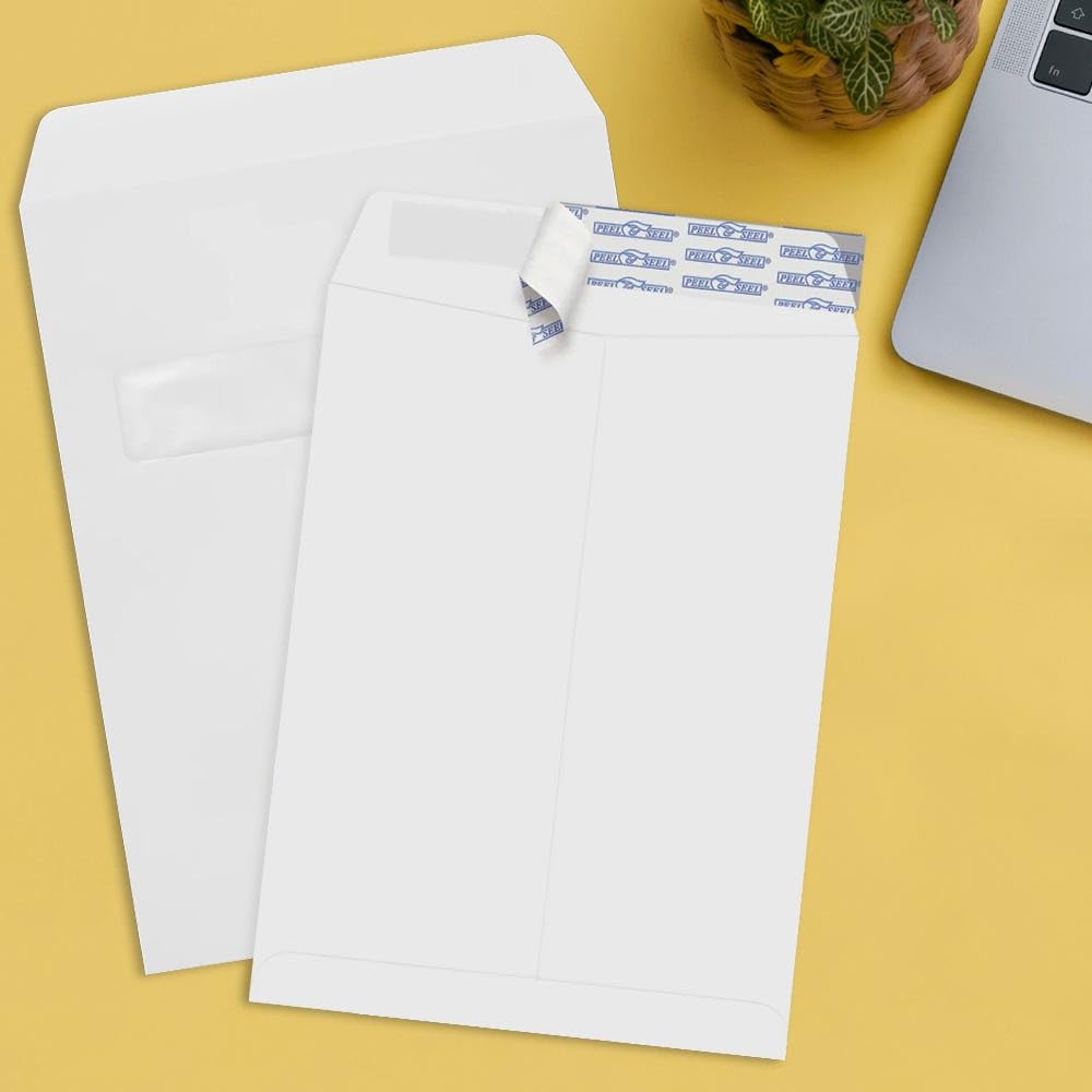 LUXPaper 9 x 12 Open End Window Envelopes | Peel & Press | White | 28lb. Text | 250 Qty