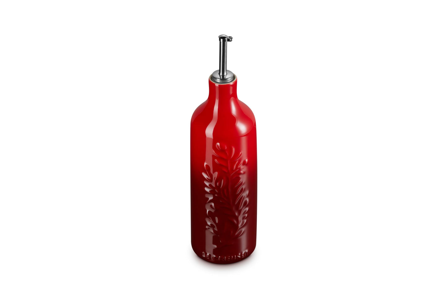 Le Creuset Stoneware Olive Branch Collection Oil Cruet, 20 oz., Cerise