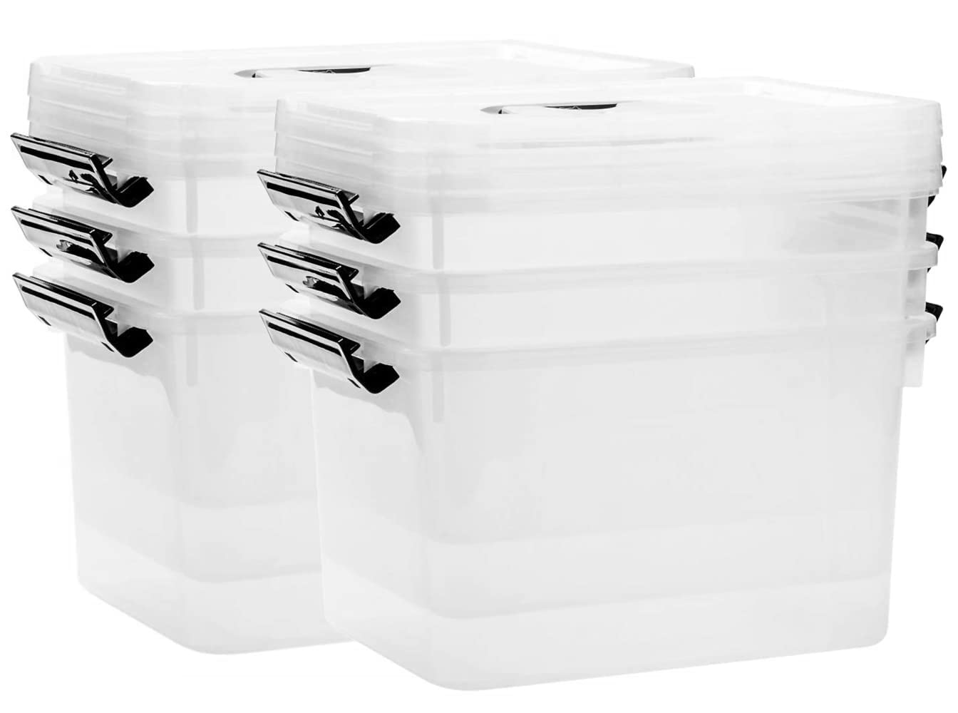 JUJIAJIA 6 Quart Clear Storage Latch Box/Bins, 6-Pack Plastic Container with Latches and Lid