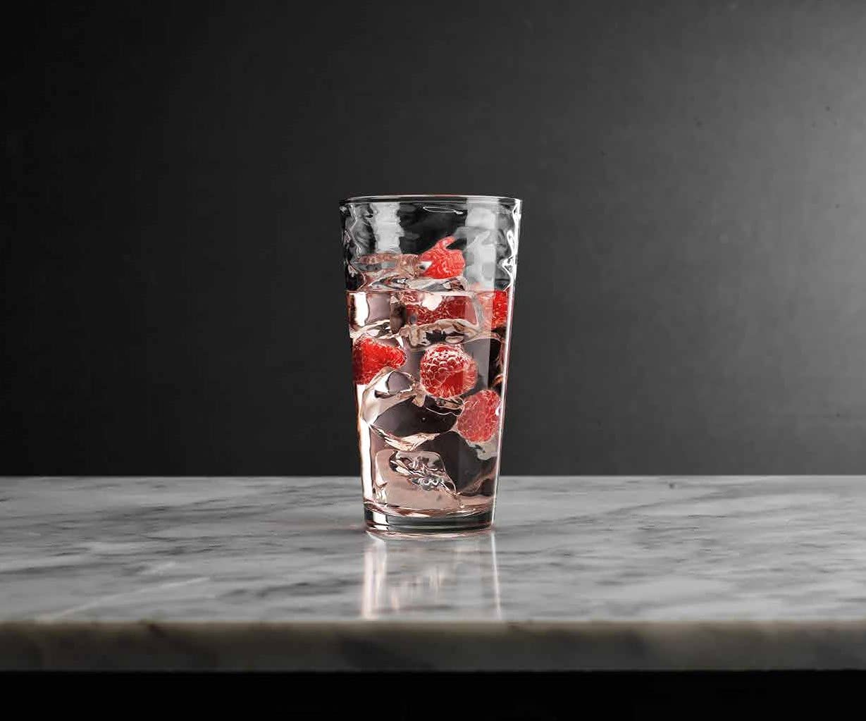 Glaver's Hammered Glass Cups. Cocktail Drinking Glasses Set of 6 Tall Kitchen Glasses, 17 oz Water Glassware For Bar, Juice, Beer, Iced Tea, Everyday Cordial Glasses Drinkware.
