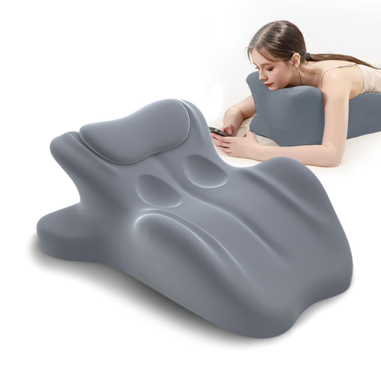HOMEPAC Ergonomic Memory Foam Wedge Pillow, 27° Angled Support for Neck and Waist, Multi-Position Support Pillow - Grey (Plus Size 25.5 * 21.5 * 11.8 inch)