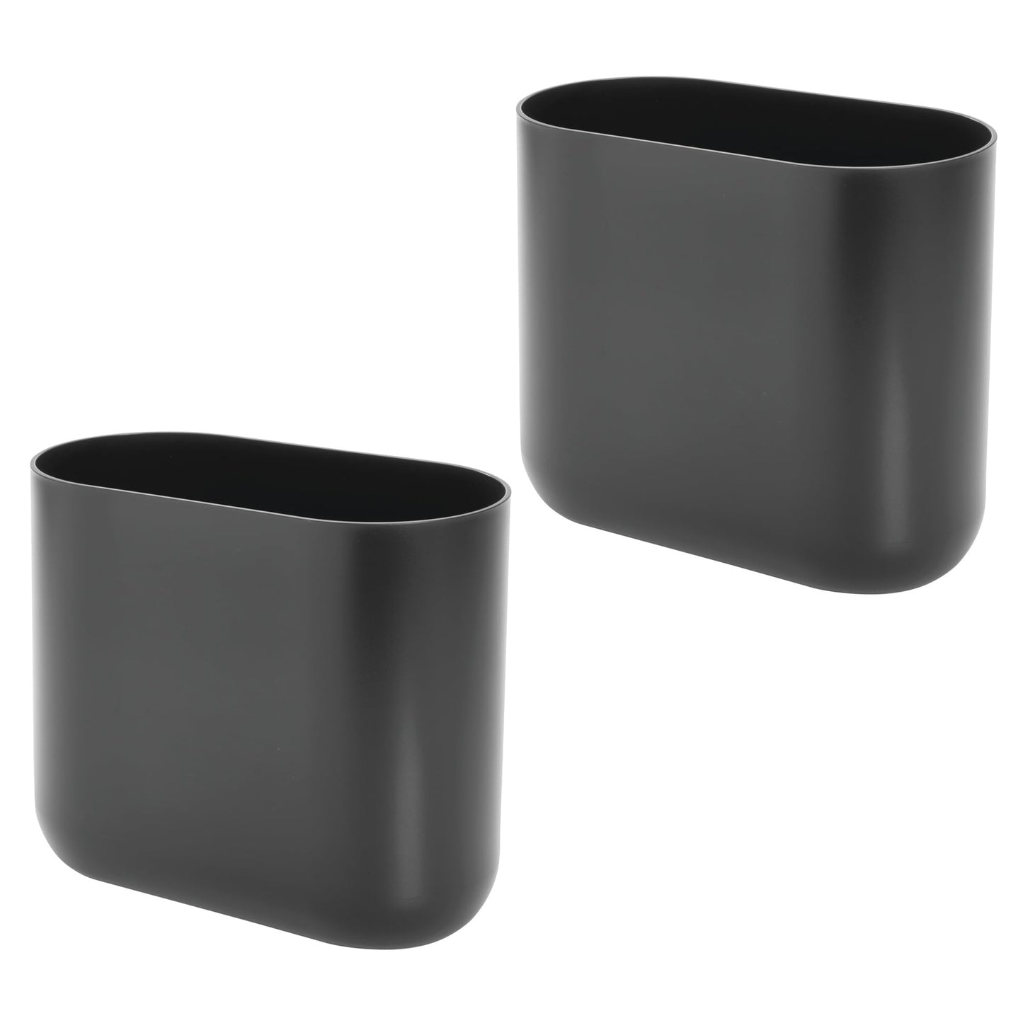 iDesign Small Slim Plastic Bathroom Trash Can, Garbage Can for Bedroom, Office, Desk, Dorm, 2-Pack, Gray