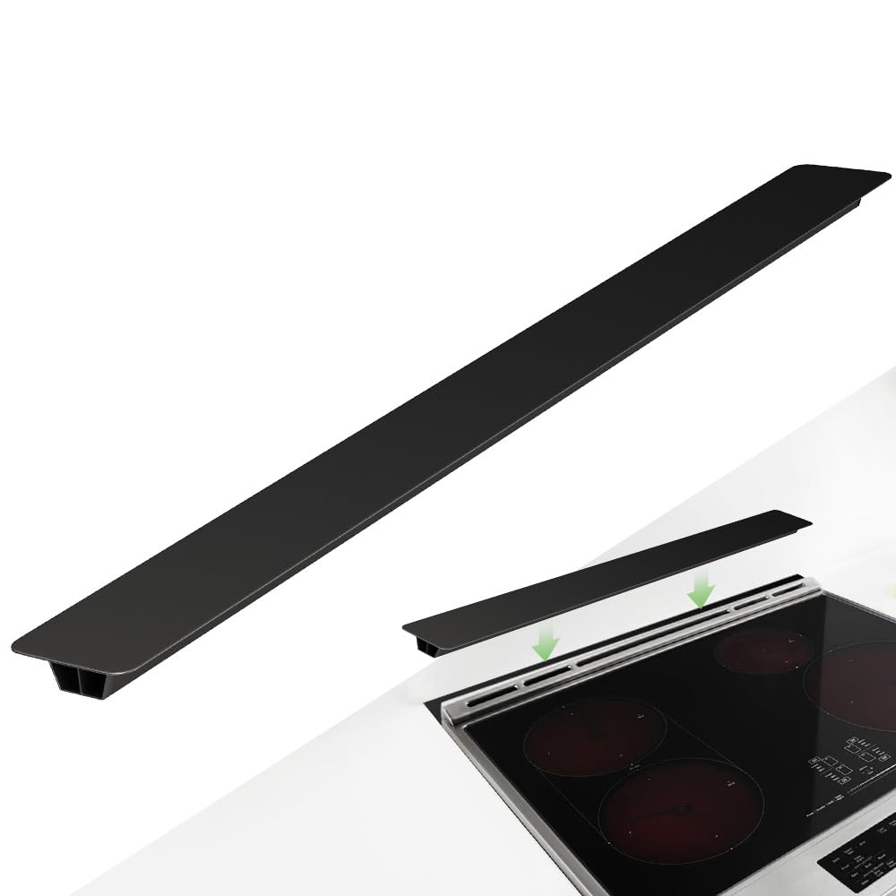 31.5" Slide-in Range Rear Filler Kit, Stove Gap Universal Trapezoidal filling strips, Cooktop Trim Kit Between Stove and Backsplash W10113901A for Whlrlpool & Most Brand (Black-31.5in)