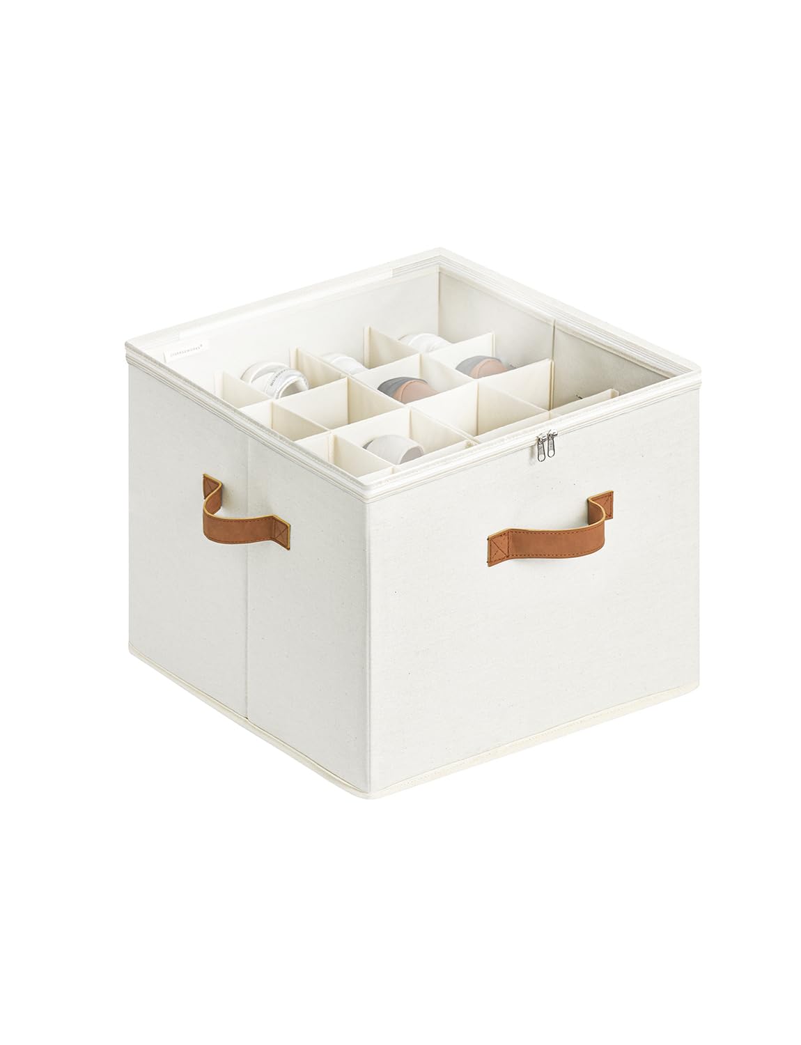 StorageWorks Shoe Organizer for Closet, Shoe Storage Cubby Containers with Adjustable Dividers and Clear Cover, Fits up to 16 Pairs, Foldable Shoe Storage Box for Closet, Entryway, Beige
