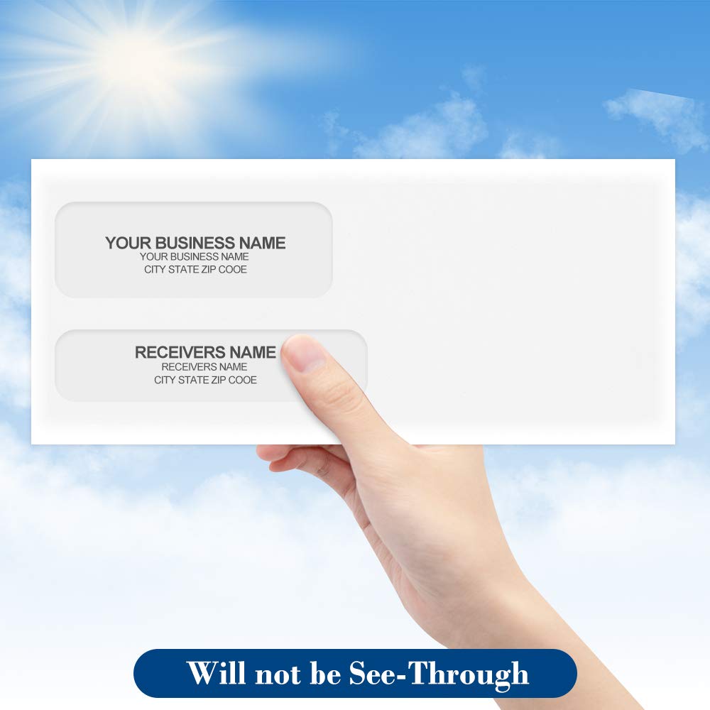 ValBox 500 Count #9 Self Seal Security Envelopes 3-7/8x8-7/8" Double Window Envelopes for QuickBooks Invoices, Business Statements and Legal Documents