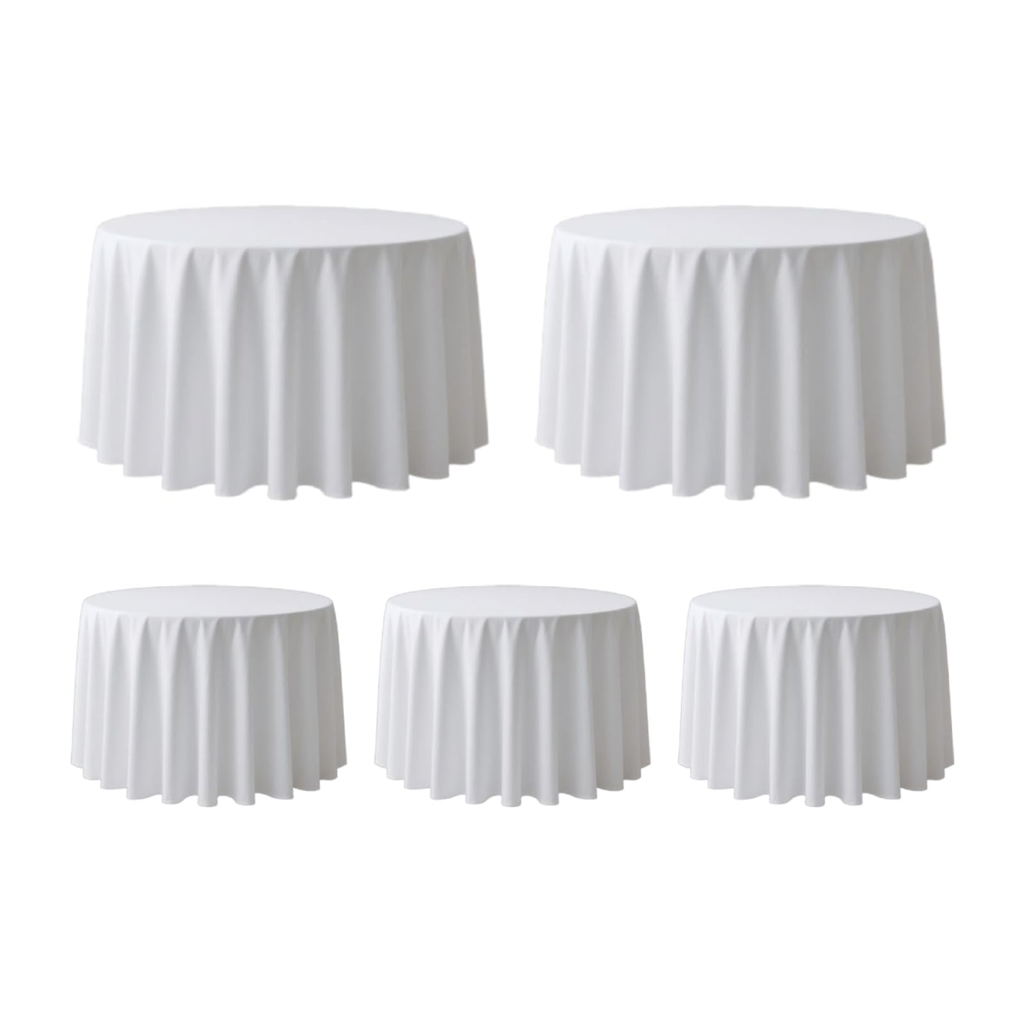 Surmente 120 inch Round Tablecloths -5 Pack White Round Table Cloths, Polyester Fabric Table Covers for Weddings, Banquets, or Restaurants