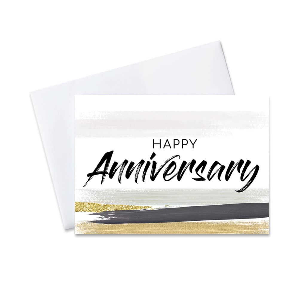 Work Anniversary Cards with Envelopes for Employees (Brush Strokes) Bulk 25 Pack Appreciation Greeting Card Set for Business - 5x7 Inch – Office, Work, Coworkers & Team (A2001)