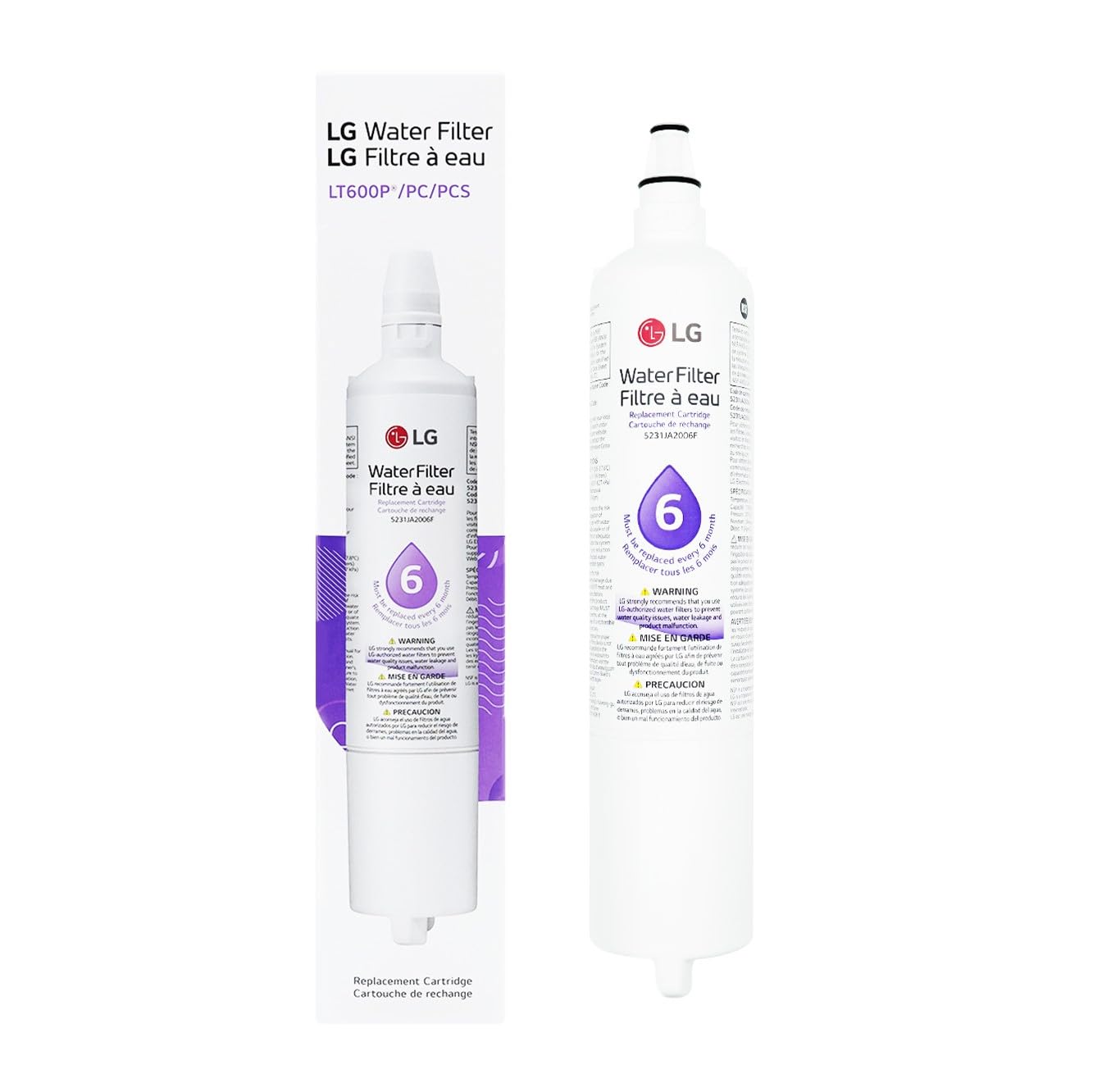 LG LT600P - 6 Month / 300 Gallon Capacity Replacement Refrigerator Water Filter (NSF42 and NSF53 5231JA2006A, 5231JA2006B, 5231JA2006F, or 5231JA2006F, White