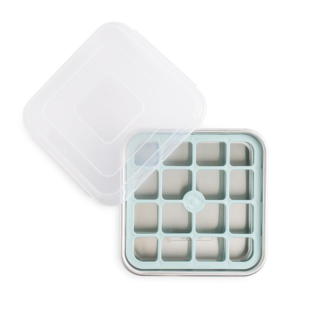 Nordic Ware Brownie Buddy Kit, 9-Inch Square Pan with Plastic Slicer and Lid