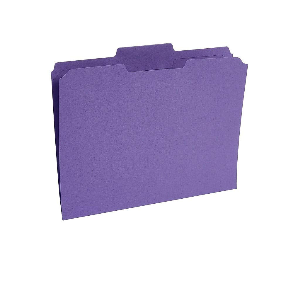 Staples Reinforced File Folders, Letter Size, 3‑Tab Design, Purple, Heavy‑Duty Construction, 100/Box