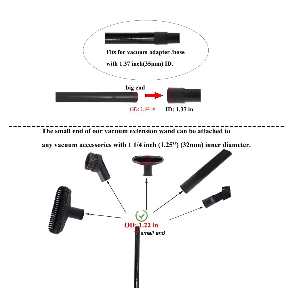 15 Pcs Vacuum Attachments for Shop Vac Accessories with Vacuum Adapters, 1 1/4" Vacuum Brush Flexible Crevice Tool and Vacuum Wand for Multi-vacuum Households & Car Detailing & Hard-to-reach Areas