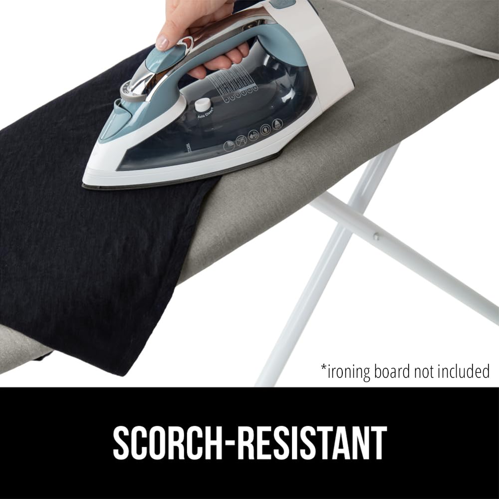 GORILLA GRIP The Original Ironing Board Cover and Pad, Silicone Coating, 400°F Scorch Resistant Thick Padding, Heavy Duty Iron Covers Standard Boards, Hook and Loop Fastener Strap, Silver 18x49