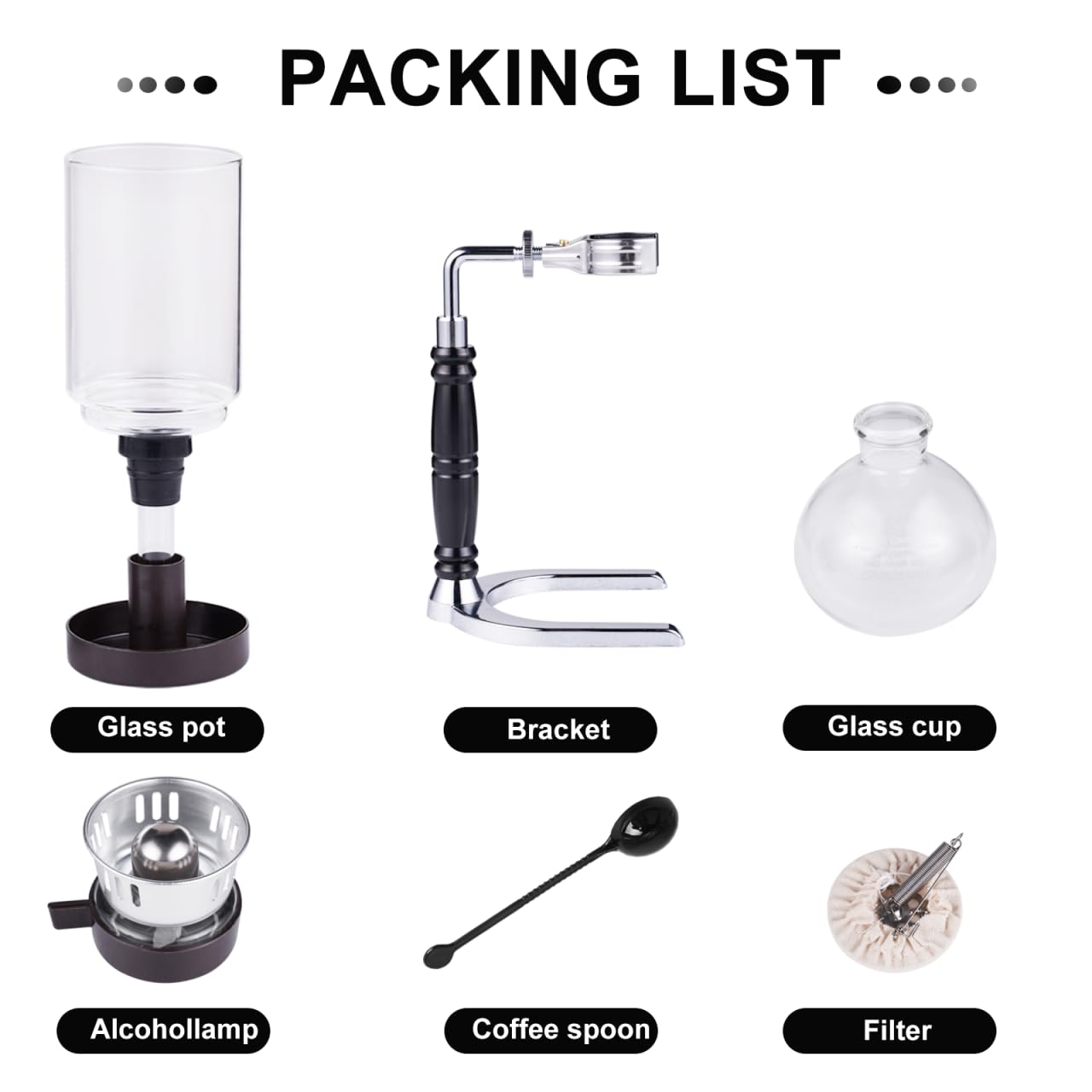YUCHENGTECH Siphon Syphon Coffee Maker Tabletop Glass Siphon Pot Glass Technica Siphon Vacuum Coffee Maker(5 Cups(600ml))