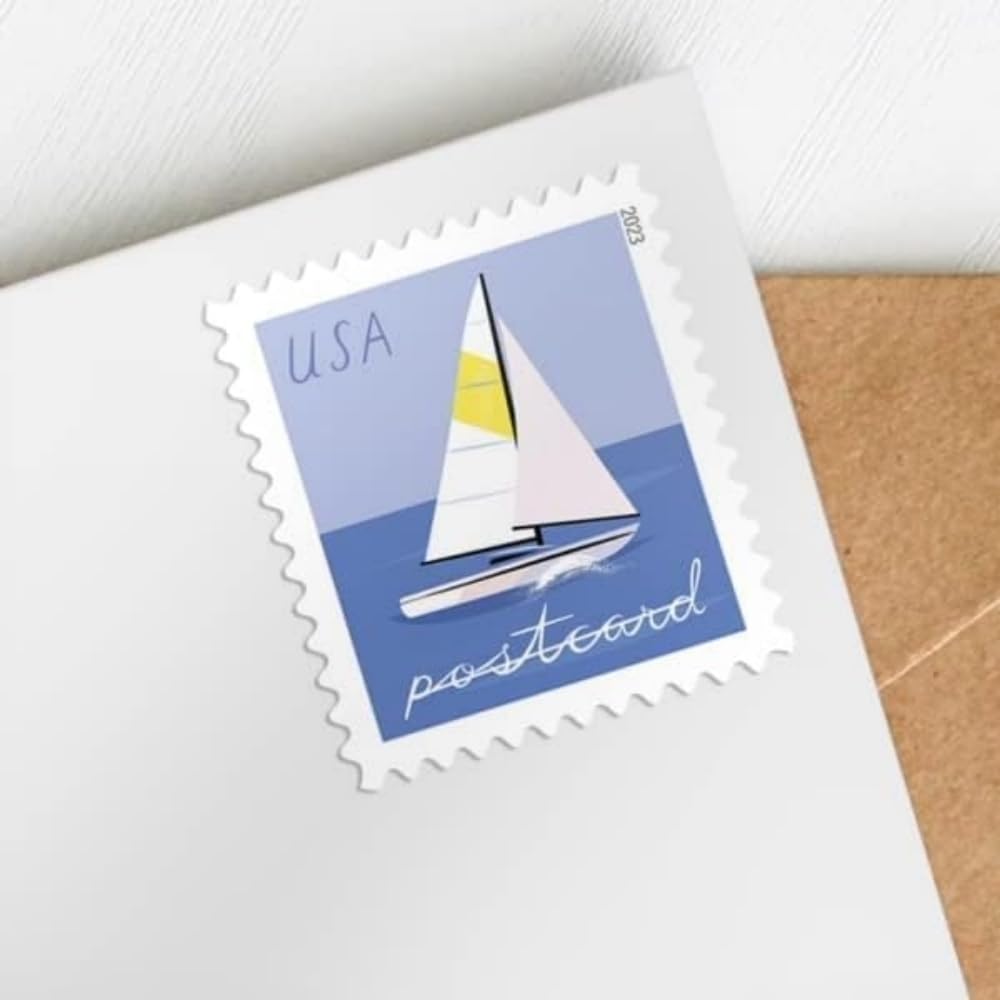 Sailboats 2023 Postcard Rate (2 Sheets of 20) Non-denominated Mail-Use Postage Stamps