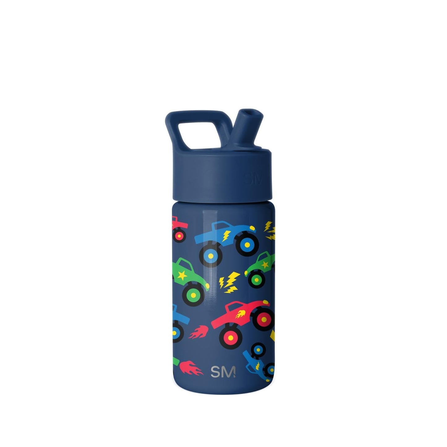 Simple Modern Kids Water Bottle with Straw Lid | 14oz Insulated Stainless Steel Kids Tumbler & Spill Proof Toddler Cup for School, Girls, Boys | Summit | Monster Truck Rally