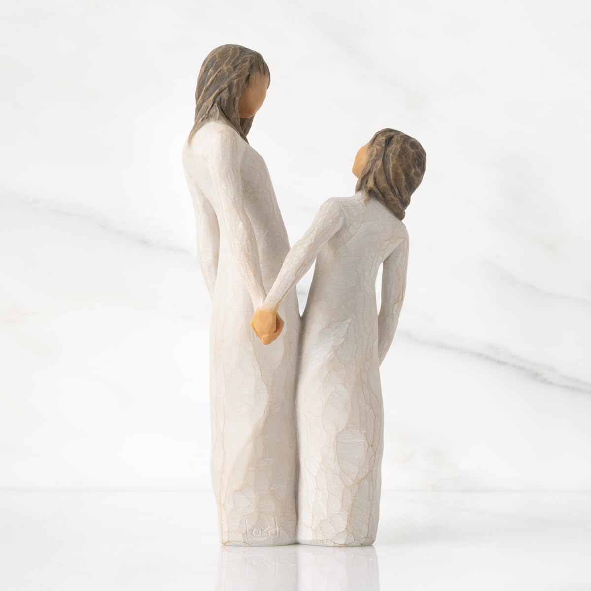 Willow Tree Time Together, “I Love Our time Together”, Figure of Mother and Daughter with clasped Hands, Sculpted Hand-Painted Figure