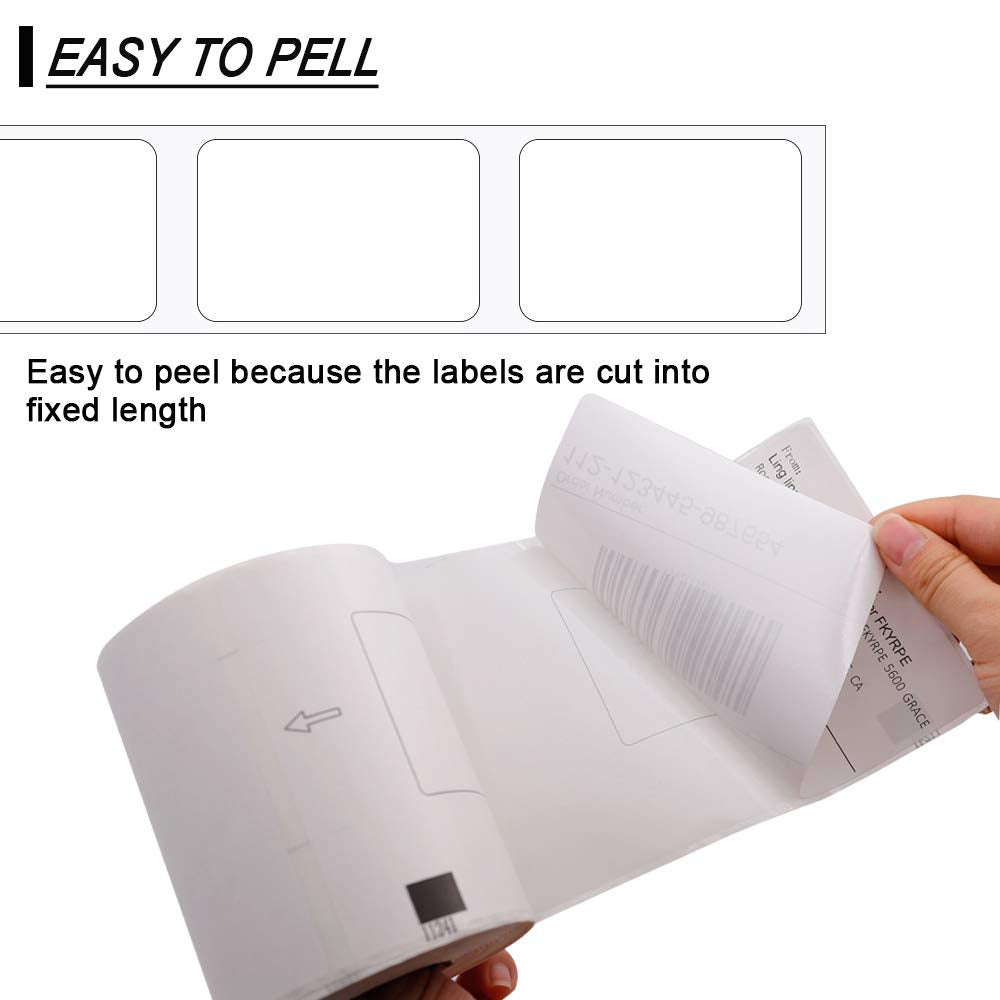 Label KINGDOM Replace for Brother DK-1241 Die-Cut 4" x 6" Large Shipping White Paper Labels (102 mm x 151 mm) 200/ Roll DK Labels for QL-1110NWB Printer (4 Rolls + 1 Detachable Frame)