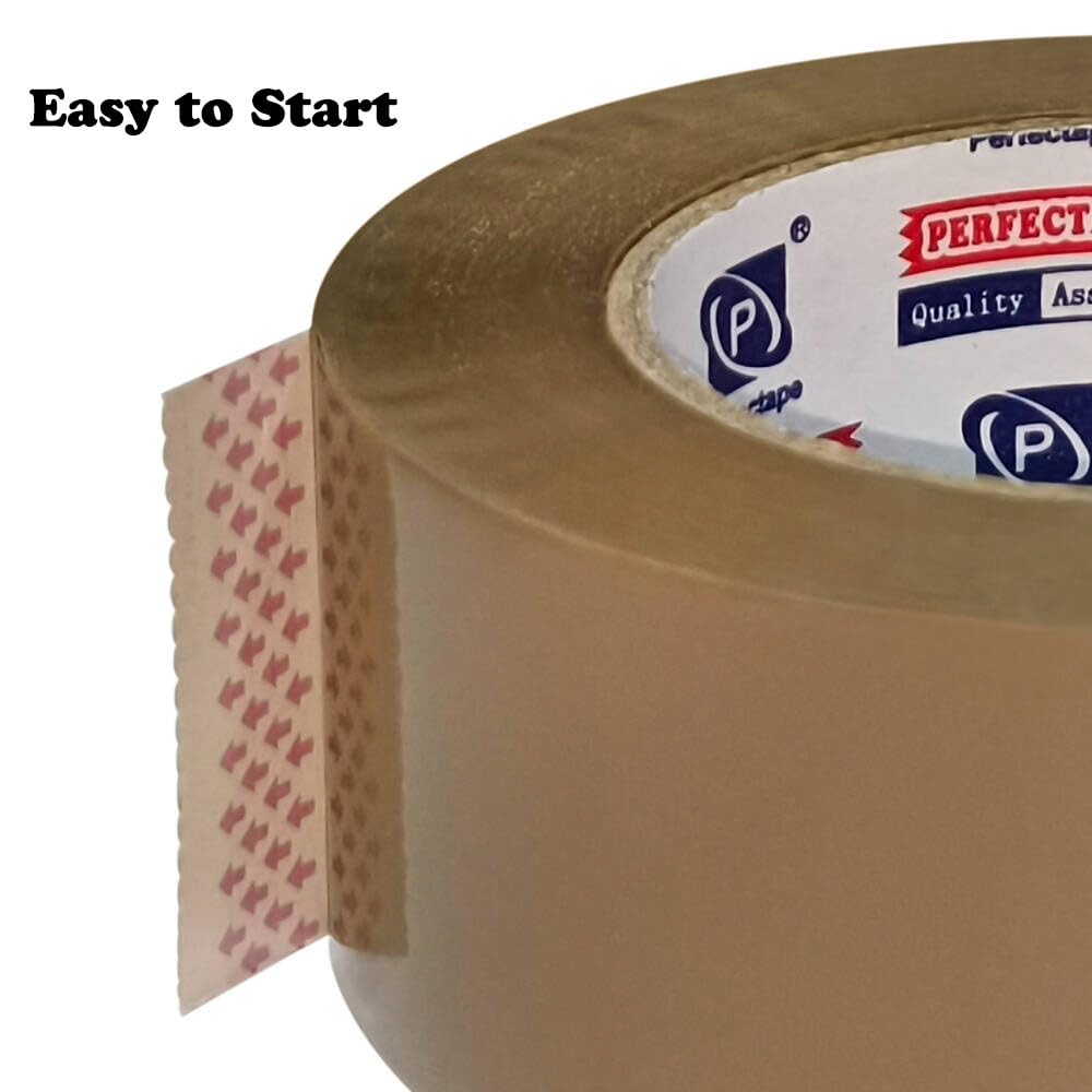 PERFECTAPE Heavy Duty Brown Packing Tape 12 Rolls, Total 1200M, 2.7 mil, 1.88 inch x 100 Meters, Ultra Strong, Refill for Packaging and Shipping