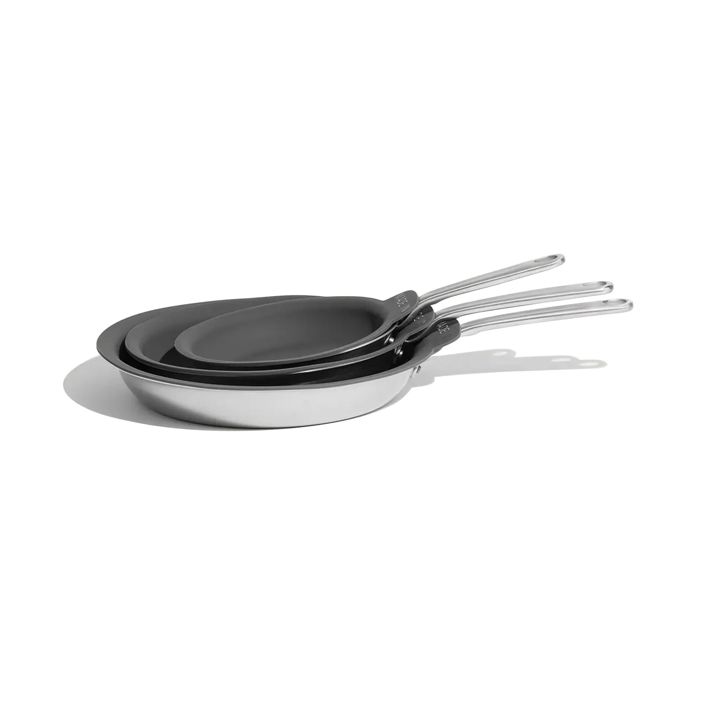 Made In Cookware | 3 Piece Set (Includes 8",10",12") Frying Pan Protectors | Graphite | Molded Silicone | Dishwasher Safe
