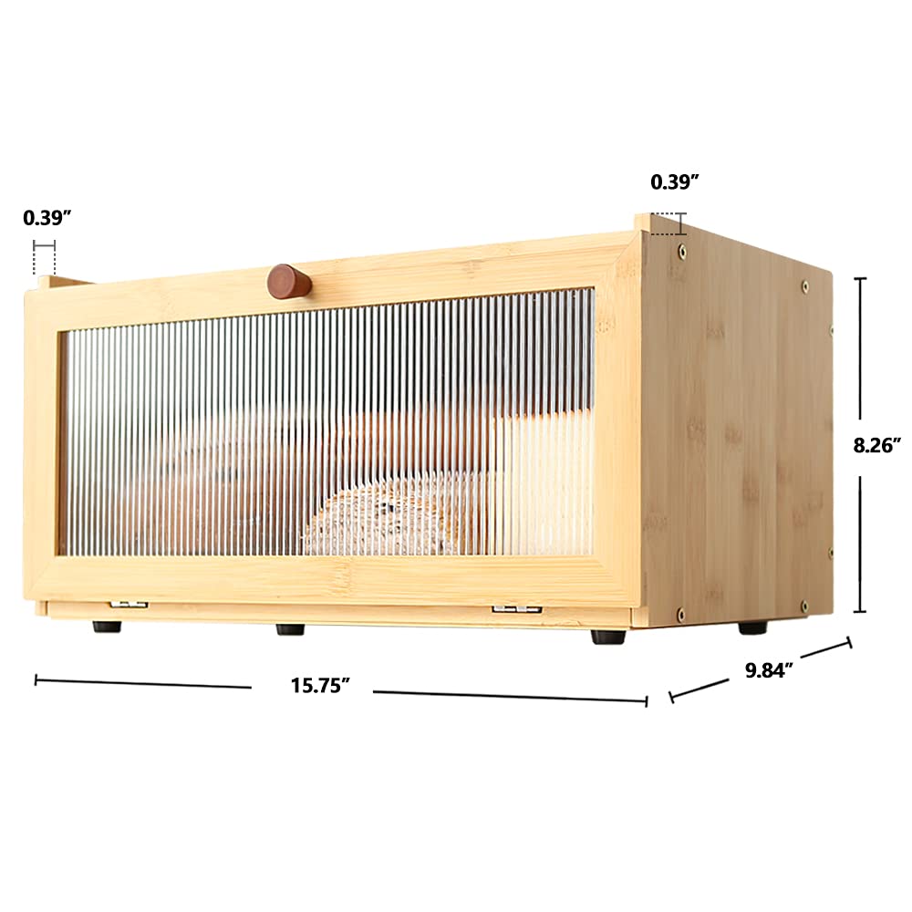 ETMI Bamboo Bread Box for Kitchen Counter-Large Capacity Bread Storage Container Farmhouse Bread Box with Window Bread Holder