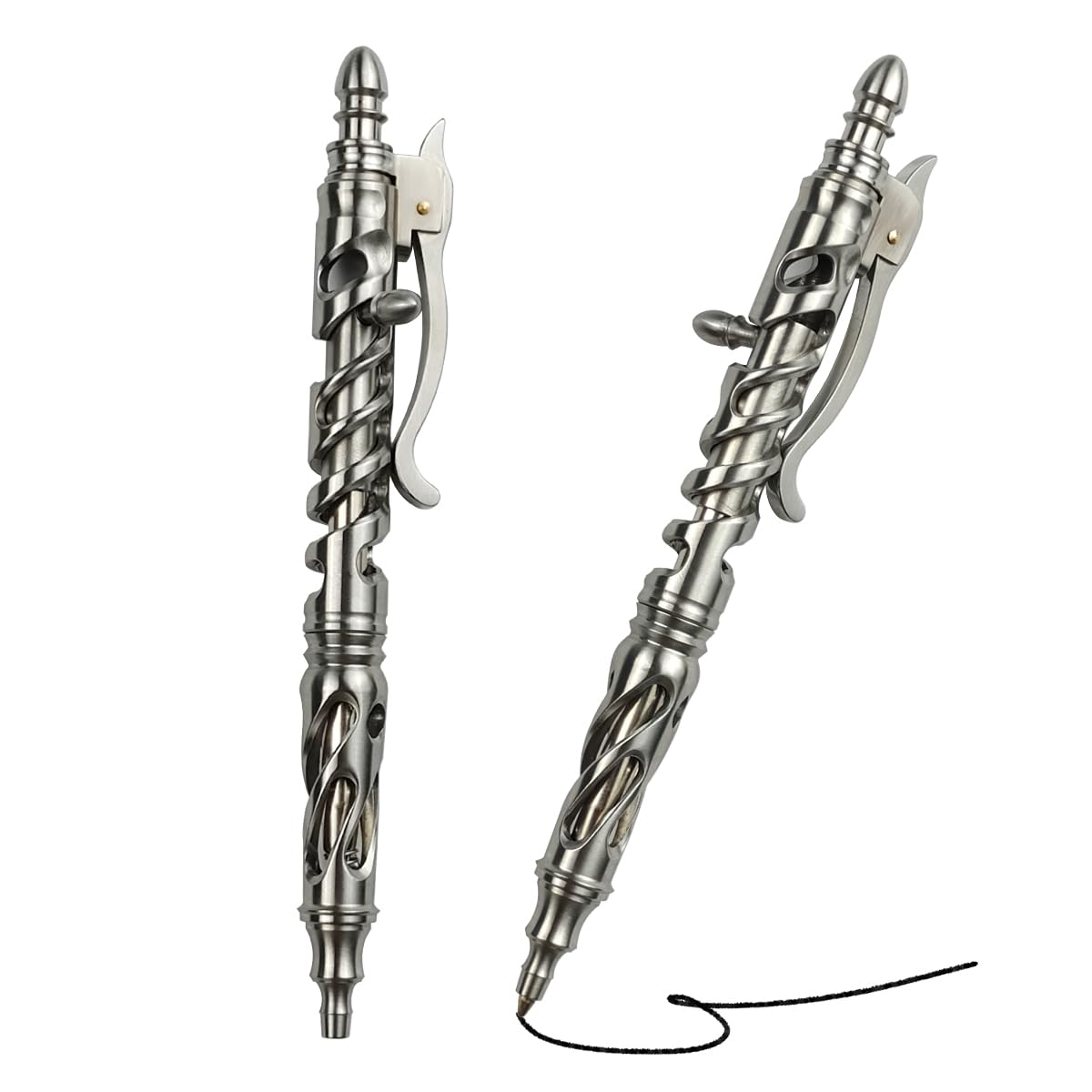 Dr. Metalleung Heavy Duty Stainless Steel Bolt Action Pen - Retractable EDC Pen with Keychain, Refillable Ink, Smooth Writing for Office & Gifts