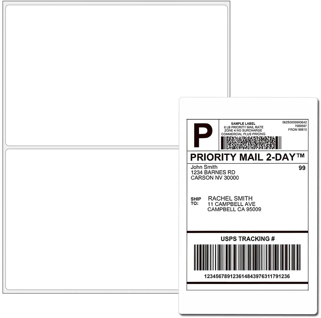 NefLaca 8.5 x 5.5 Half Sheet Shipping Labels for Laser and Inkjet Printers, 2 Per Page Self Adhesive Mailing Labels, White Blank Labels [500 Sheet 1000 Labels]