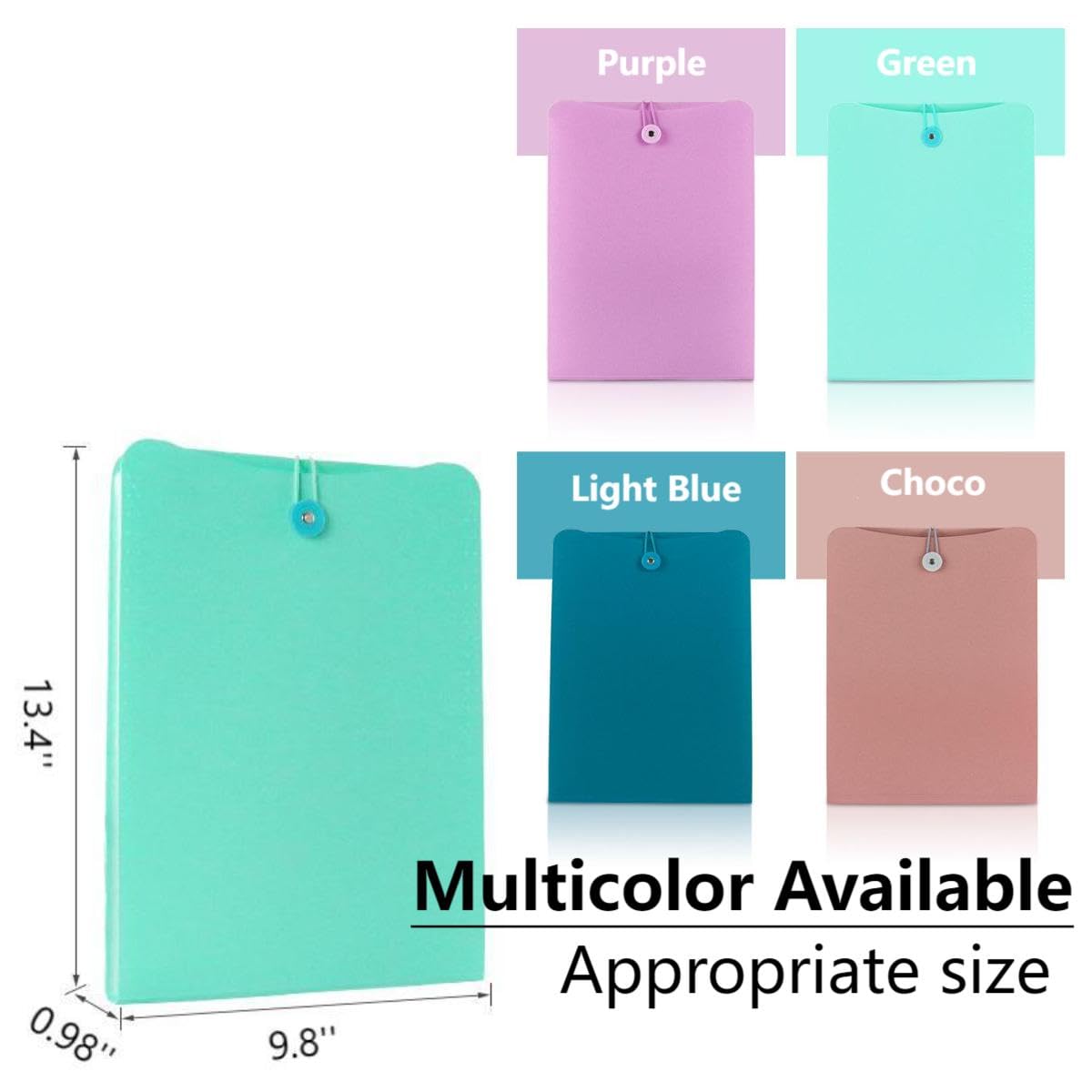 4 Packs Vertical Expanding Accordion Folder with 7 Pockets Paperwork Organizer Document Wallet Briefcase Business File Organizer Bag A4 Letter Size Elastic Rope Closure （Light Blue，Green，Purple，Choco）
