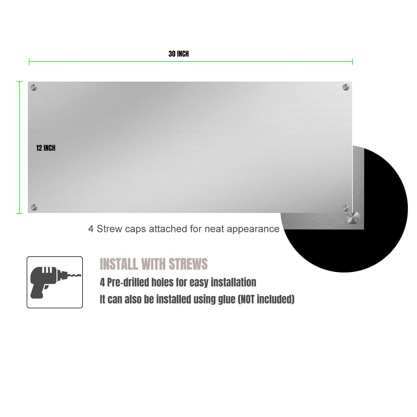 12" By 30" Stainless Steel Stove Backsplash, Reversible Ultra Flat Splatter Guard Range Hood Backsplash, Easy Clean Wall Shield Magnetic Metal Panel