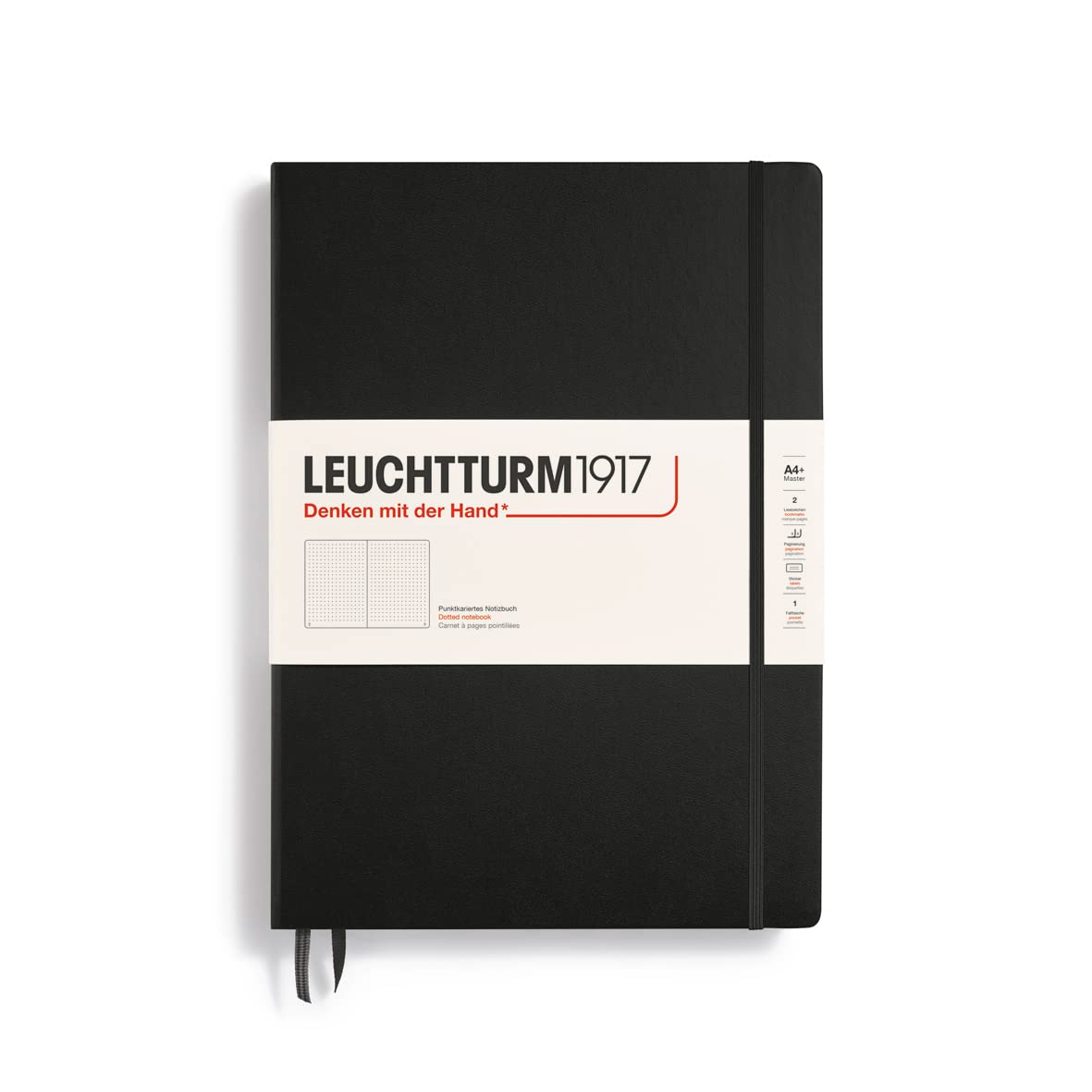 LEUCHTTURM1917 - Notebook Hardcover Master Classic A4+ - 235 Numbered Pages for Writing and Journaling (Black, Dotted)