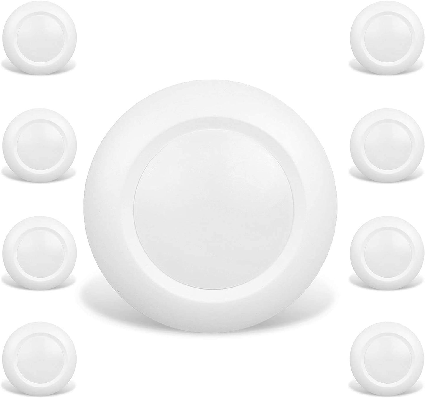 JULLISON 8 Packs 6 Inch LED Low Profile Recessed & Surface Mount Disk Light, Round, 15W, 900 Lumens, 5000K Daylight White, CRI80, Driverless Design, Dimmable, ETL Listed, White