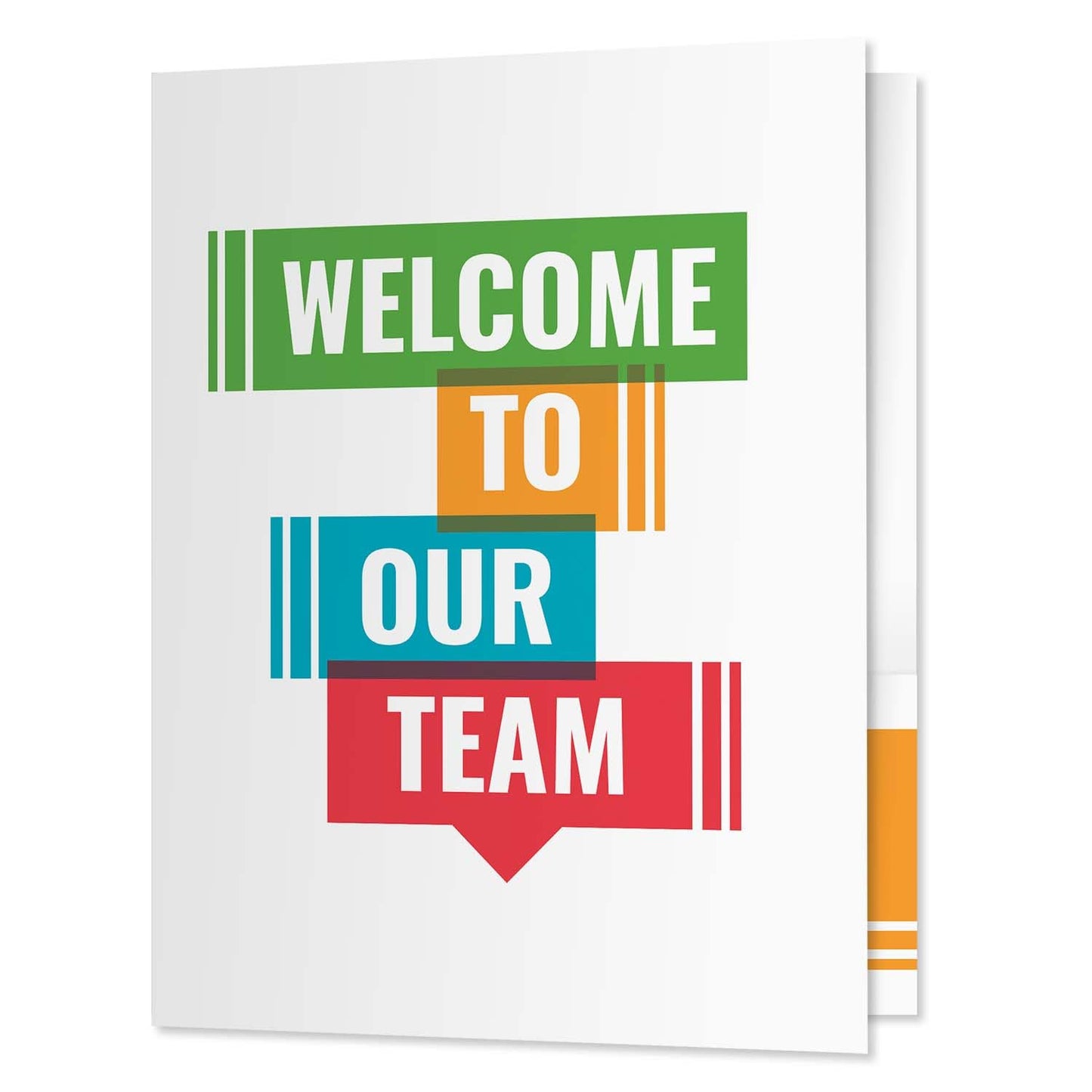 Welcome to Our Team Folders / 25 Colorful Employee Pocket Folders / 9" x 12" New Member Greeting Folder Pack/Made in The USA
