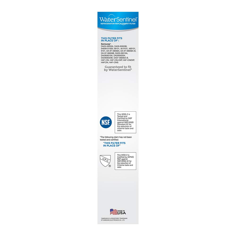 WaterSentinel WSS-2 Refrigerator Replacement Filter: Fits Samsung HAFCIN Filters, Blue, (Pack of 3)