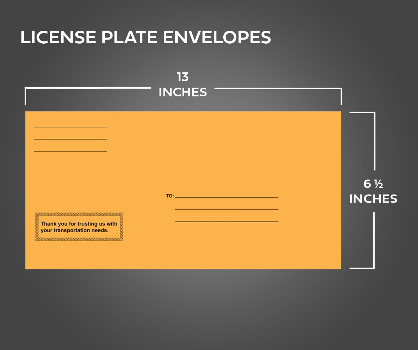 Pre-Printed License Plate Envelopes - Self Seal - (100 per Box)