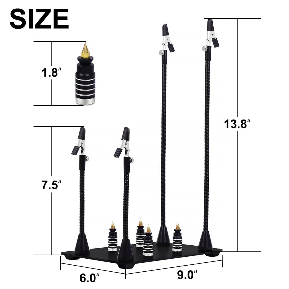 Magnetic Helping Hand, Soldering Helping Hands, 4 PCB Pillars Circuit Board Holder with Flexible Metal Arms Heavy Duty Base Electronic Repair Tool