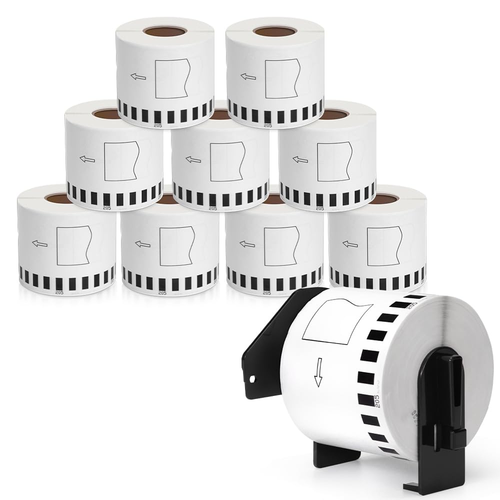 MarkDomain DK-22205 (2.4" X 100 Ft.) Continuous Length Label Paper Roll, Compatible Brother DK 2205 (62mm x 30.4m) Use with Brother QL-550 QL570 QL-800 QL 820NWB Label Printer, 10 Rolls