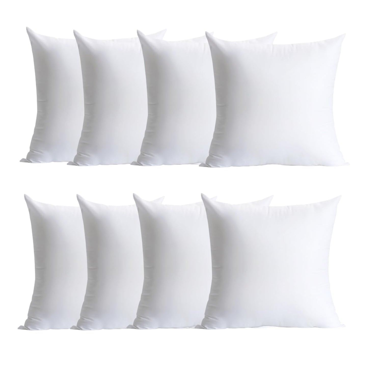 Calibrate Timing Plush and Durable Throw Pillow Inserts - 18 x 18 inches Set of 8, Hypoallergenic Polyester Fiber Fill - Perfect for Decorative Cushion Covers, Sofa and Bed Accent
