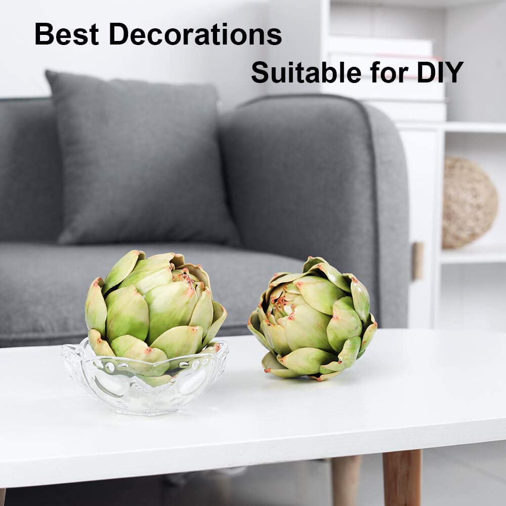 GiftYou 6-Pack Large Artificial Artichoke Fake Vegetables and Fruits for Kitchen Decorations (Green)