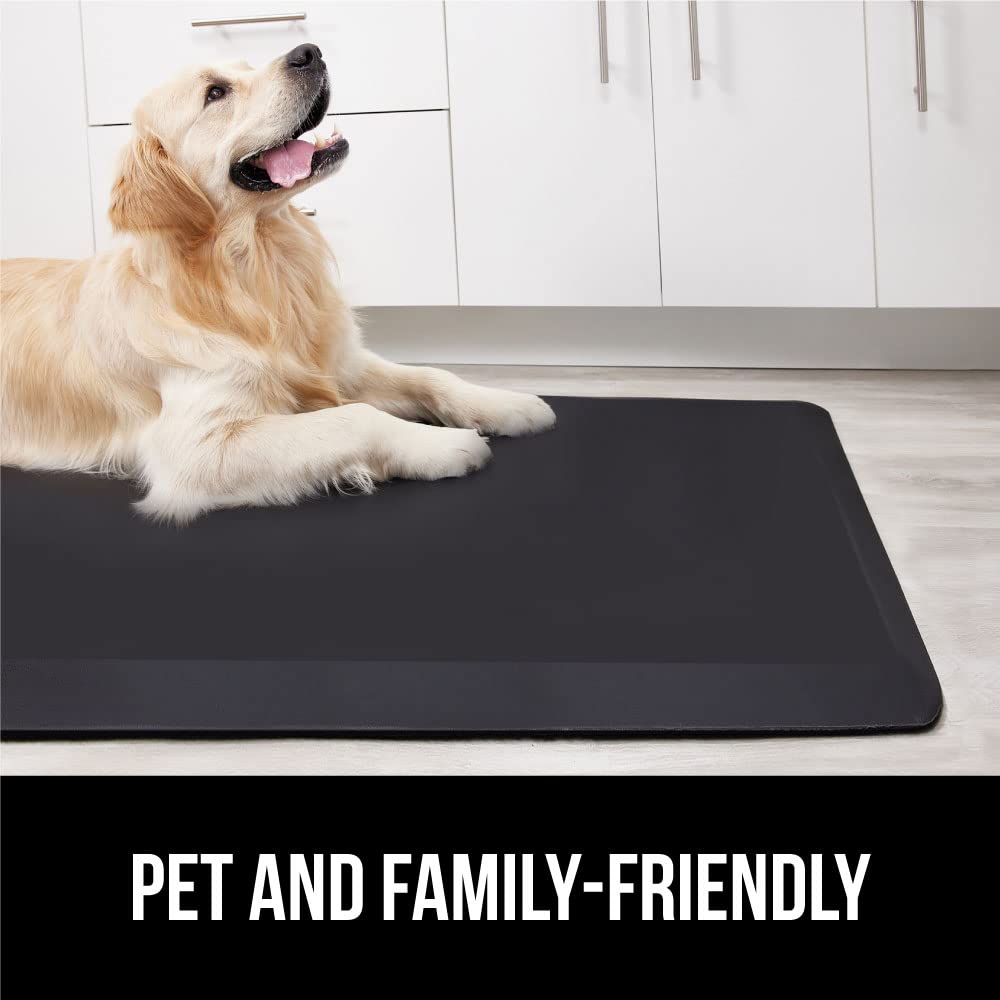 GORILLA GRIP Comfortable Cushioned Kitchen Mats for Floor, Waterproof Stain Resistant Top, 3/4 Inch Thick Ergonomic Standing Desk Anti Fatigue Mat, Supports Ankles and Feet, 17x24, Black