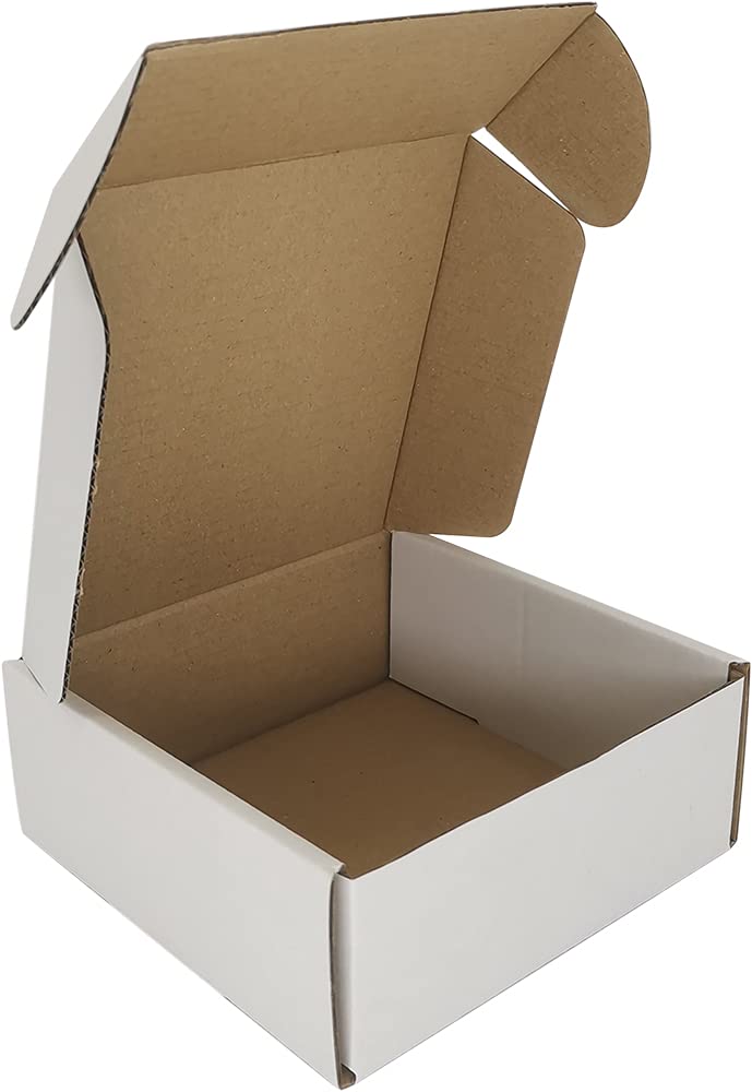 CH-BOX 50 Pack 5x5x2'' Small Shipping Boxes, Corrugated Cardboard Mailers for Business, White (CM552)