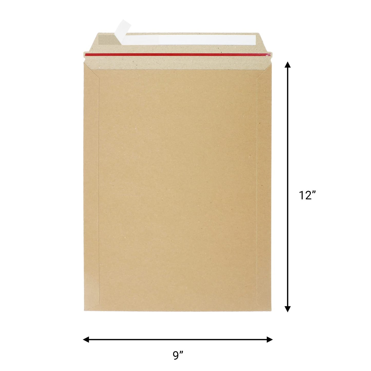 zmybcpack 100 Pack 9X12 inch Self Seal Photo Document Mailers Stay Flat Kraft Cardboard Envelopes Photography Rigid Mailers for CD, Photos, Document (Kraft Brown)
